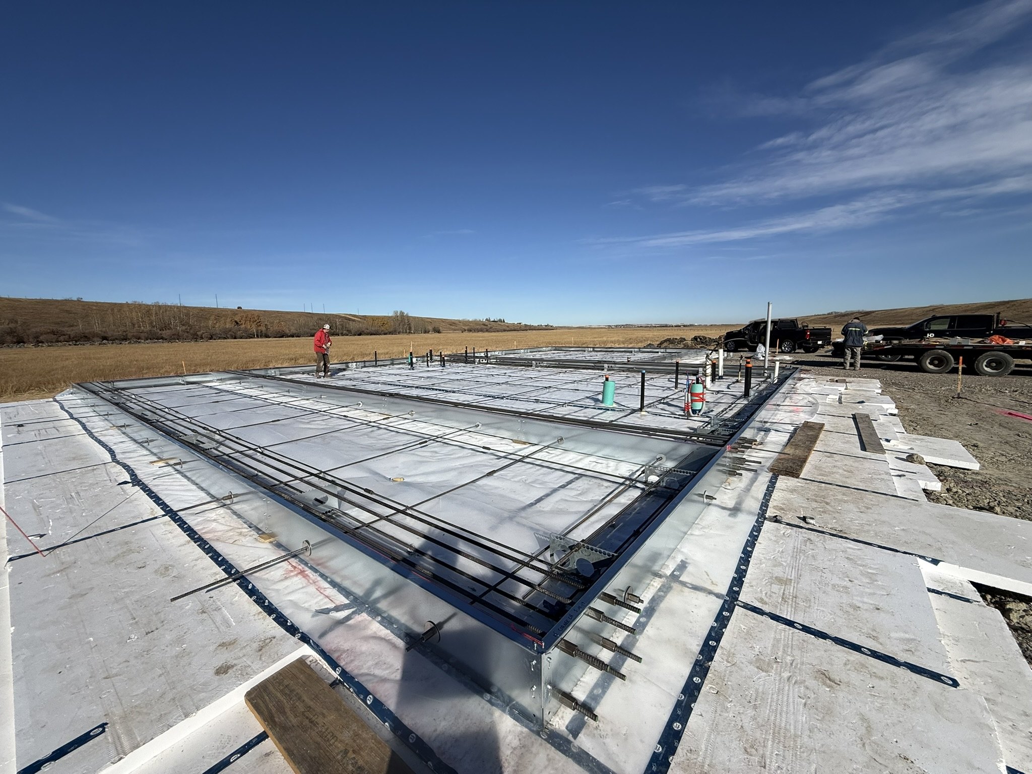 Foundation reinforcement prepared over insulation